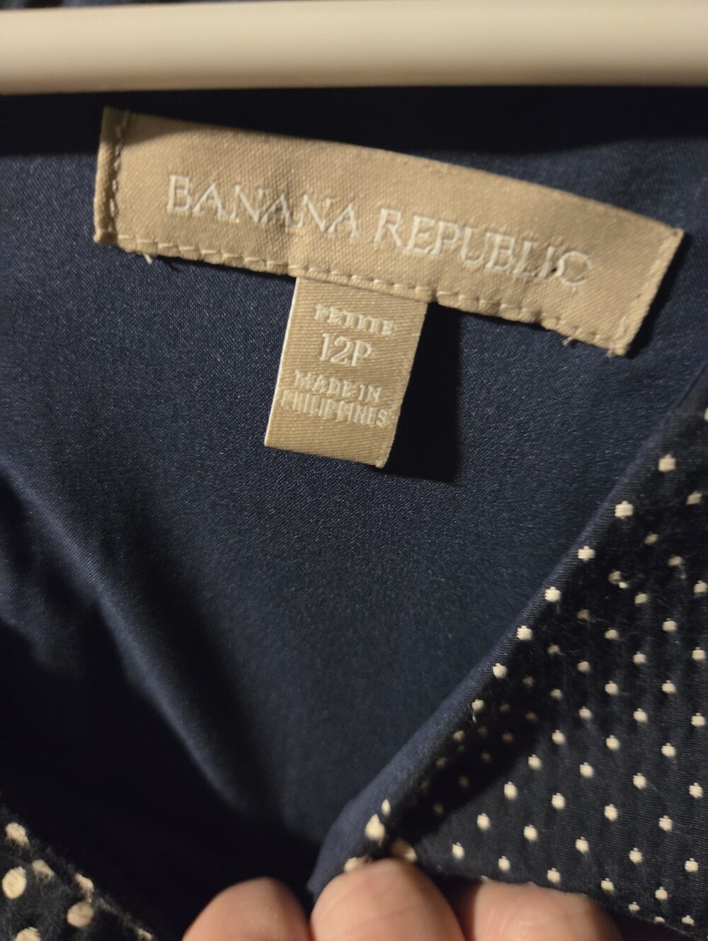 Banana Republic Navy Dress with White Polka Dots